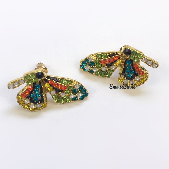 New FP Crystal Butterfly Open Wing Stud Earrings - Picture 11 of 16